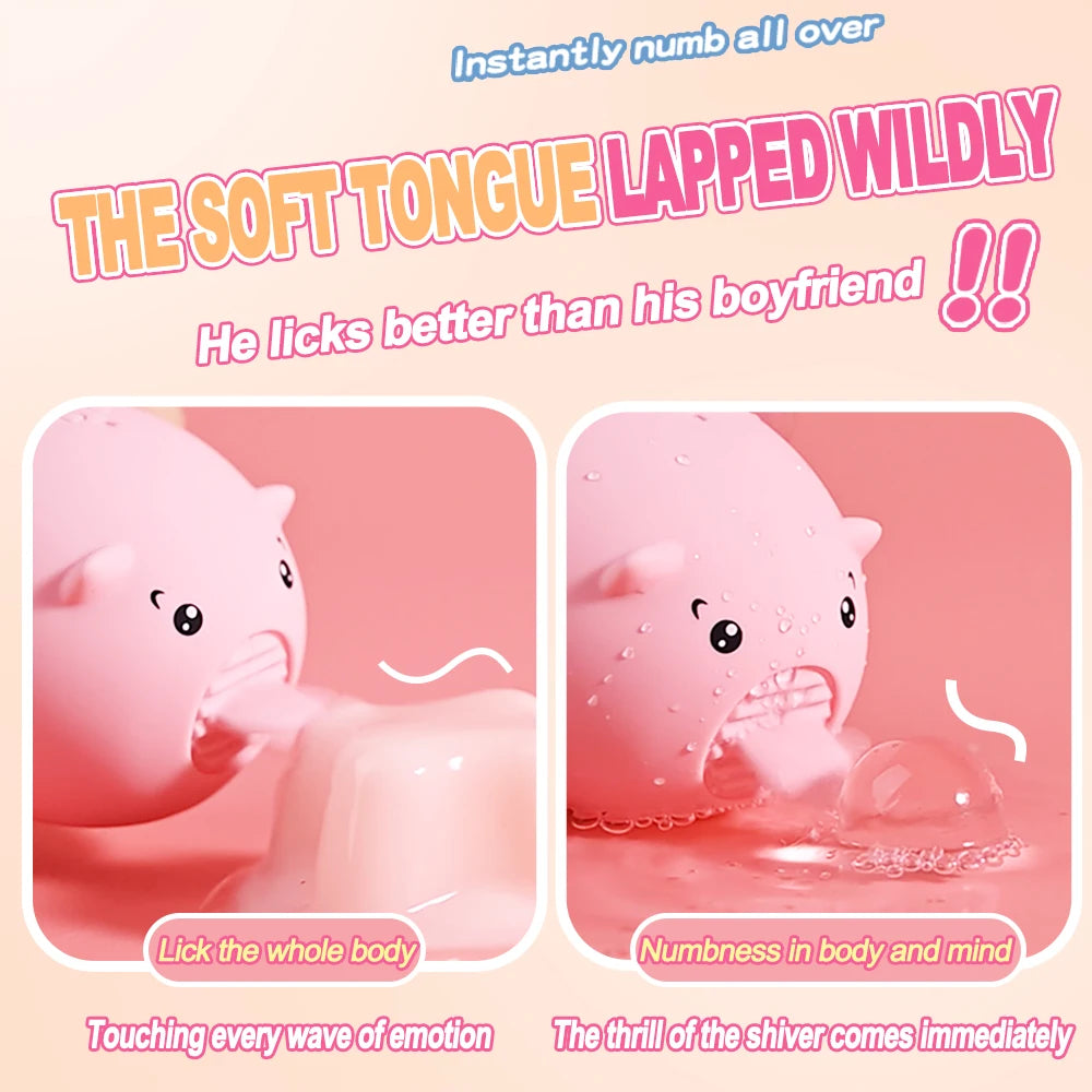 Mini Pig Tongue Licking Vibrator Clit G Spot Stimulator Sex Toys for Women 10 Modes Rechargeable Quick Orgasm Erotic Masturbator