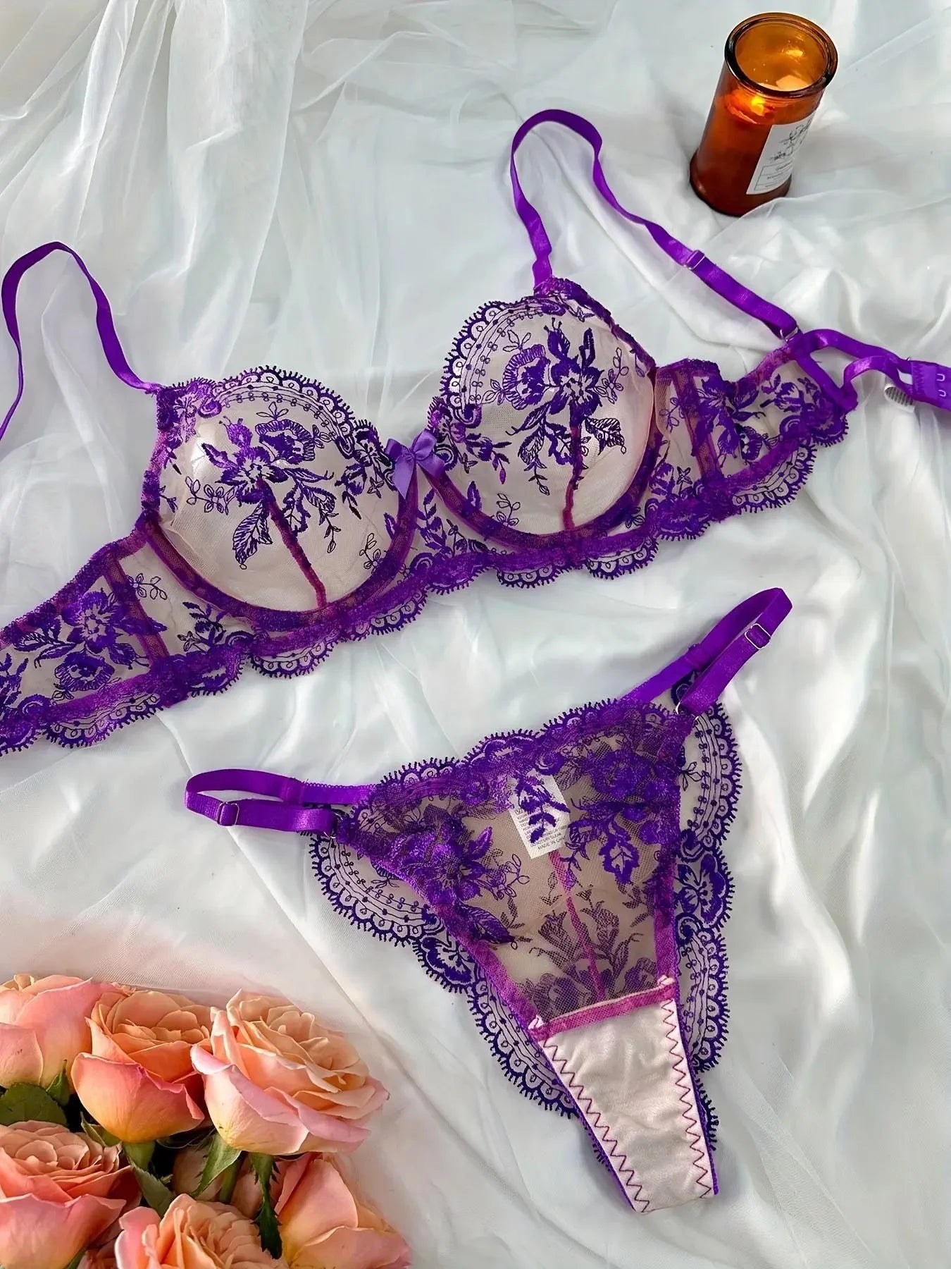 Sexy Lace Lingerie Set Transparent Floral Embroidery Lingerie Set Women's Bra & Brief Underwear Set Sexy Breathable Bras Panties