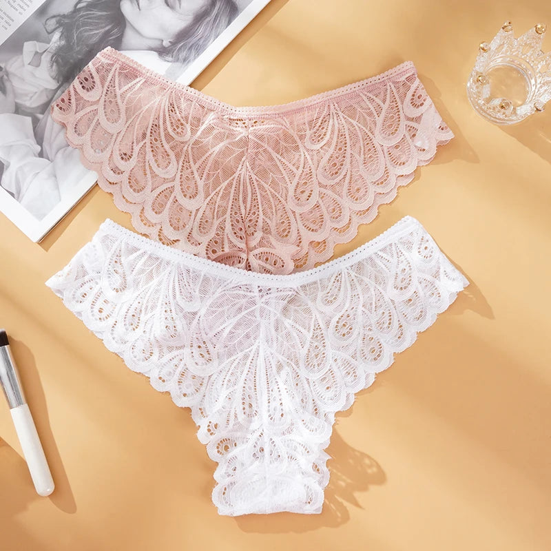 Women's Underwear Lace Sexy Panties Female Underpants Solid Color Transparent Panty Intimates Low-Rise Women Lingerie