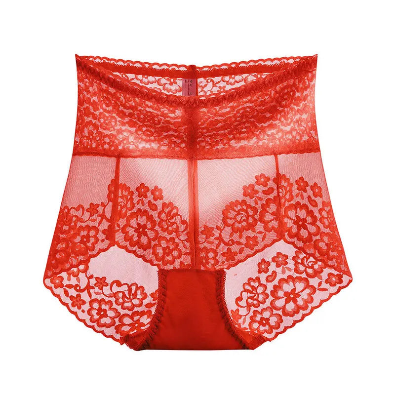 High Waist Women's Panties Lady Underwear Sexy Transparent Lingerie Breathable Lace Briefs Female Underpants Plus Size