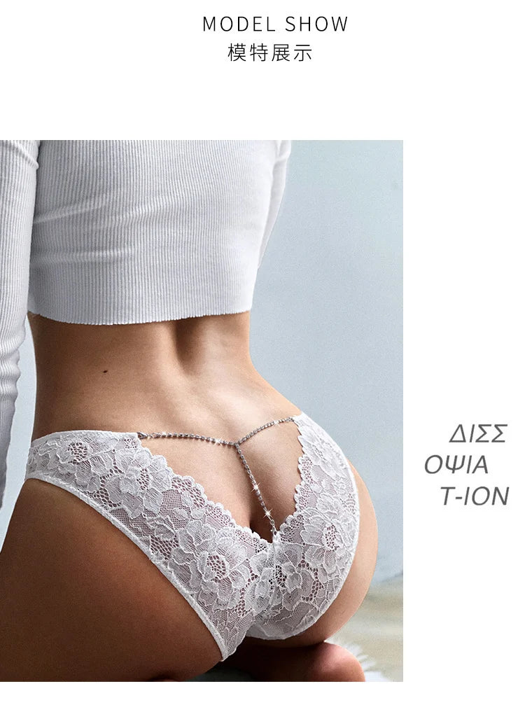 SP&CITY French Diamond Lace Sexy Hollow Out Panties Thongs Women’s Transparent Underwear Temptation See Through Seamless Briefs