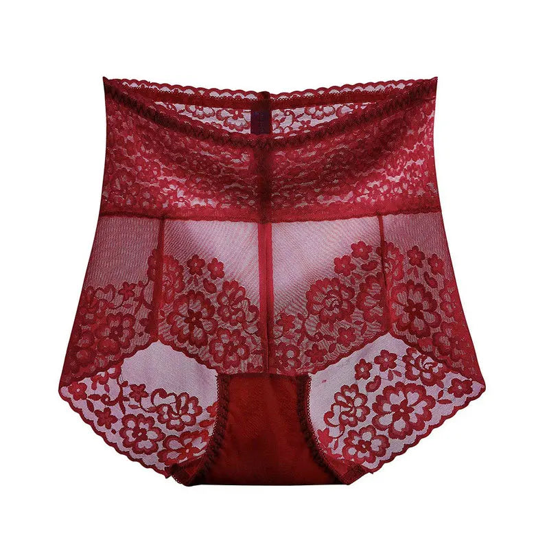 High Waist Women's Panties Lady Underwear Sexy Transparent Lingerie Breathable Lace Briefs Female Underpants Plus Size