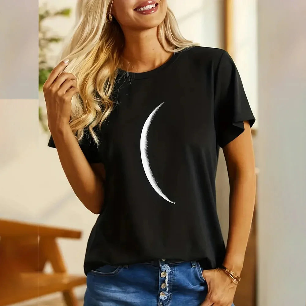 Women's Oversized T-shirt Summer Breathable Short Sleeved Dating Fashion Clothing Round Neck Loose Top Women's Party T-shirt